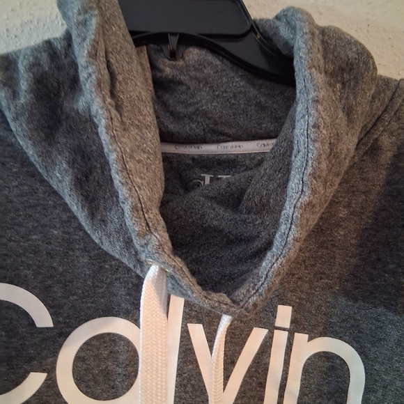 Calvin Klein Women’s Gray Cowl Neck Pullover Sweatshirt – Cozy Logo Sweater - Picture 5 of 7
